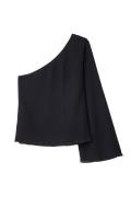 NA-KD Plissert bluse i stor størrelse med en skulder - Black