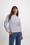 NA-KD Basic Oversized topp med striper og lange ermer - Blue