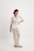 NA-KD Trend Hole Knitted Maxi Skirt - White