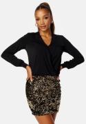 Happy Holly Sequin Skirt Short Dress Black 48/50