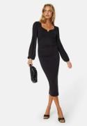 BUBBLEROOM Rudina puff sleeve midi dress Black M