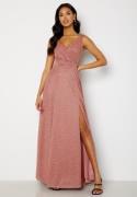 Goddiva Glitter Wrap Maxi Dress Dark Rose S (UK10)