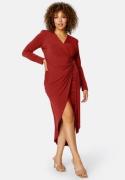 John Zack Curve Long Sleeve Wrap Maxi Dress Burgundy 50 (UK22)