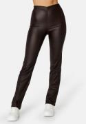 BUBBLEROOM Alicia coated straight leg trousers Dark brown 50