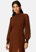 FOREVER NEW Sasha High Neck Midi Dress Rich Cinnamon 42