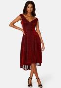 Goddiva Glitter High Low Midi Dress Red XL (UK16)