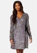 Y.A.S Multiseq LS Wrap Dress Fuchsia Purple S