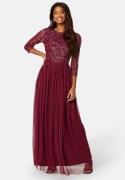 AngelEye Sequin Bodice Maxi Dress Burgundy XL (UK16)