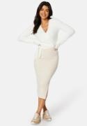 BUBBLEROOM Rachell fluffy knitted wrap top Offwhite S