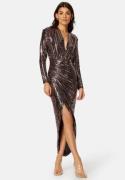 John Zack Sequin Rouch Maxi Dress Bronze B XXS (UK6)