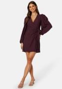 BUBBLEROOM Axelle Wrap Dress Dark wine-red XS