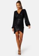 Bubbleroom Occasion Sparkling Wrap Dress Black XL