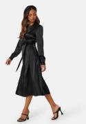 BUBBLEROOM Terilee Satin Wrap Dress Black 42