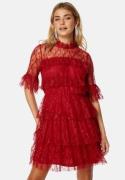 BUBBLEROOM Frill Lace Dress Red 36