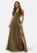 Goddiva Glitter Wrap Maxi Dress Gold S (UK10)
