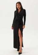 John Zack Deep V Wrap Front Maxi Dress Black M (UK12)