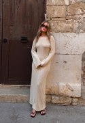BUBBLEROOM Ayra Fine Knitted Maxi Dress Light beige M