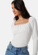 BUBBLEROOM Rushed Square Neck Long Sleeve Top White M