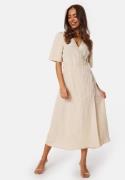 BUBBLEROOM Linen Blend Wrap Dress Light beige XS