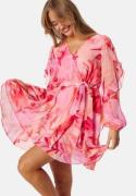 FOREVER NEW Cinzia Ruffle Mini Dress Pink/Orange 36