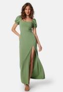 John Zack Puff Sleeve Maxi Dress With Split Sage Green S (UK10)