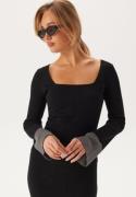 BUBBLEROOM Cherry Rib Knit Top Black M