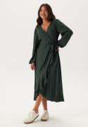 Happy Holly Puff Sleeve Viscose Wrap Dress Dusty green/Patterned 40/42