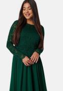 Bubbleroom Occasion Lace Long Sleeve Midi Dress Dark green 42