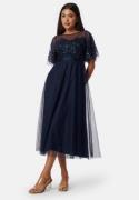 Bubbleroom Occasion Embroidered Mesh Midi Dress Dark blue 44