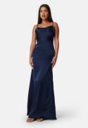 Bubbleroom Occasion Waterfall Satin Gown Dark blue 36