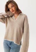 VILA Viyazmin Detail Knit Natural Melange Detail: White L