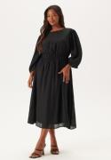 Happy Holly Balloon Sleeve Structured Midi Dress Black 36/38