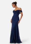 Goddiva Chiffon Off Shoulder Maxi Dress Navy L (UK14)