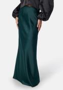 Bubbleroom Occasion Straight Satin Maxi Skirt Dark green  L