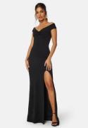 Bubbleroom Occasion Twist Off Shoulder Gown Black M