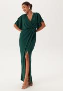 Bubbleroom Occasion Wrap Slit Maxi Dress Dark green M