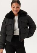 ONLY Onlmaggi Fur Puffer Life Black/DETAIL BLACK FUETAIL BLA L