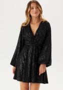 Bubbleroom Occasion Sequin Balloon Sleeve Dress Black XL