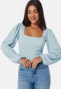 BUBBLEROOM Square Neck Balloon Sleeve Top Light blue 2XL