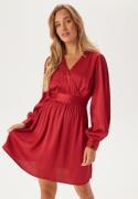 BUBBLEROOM Wrap L/S Structured Dress Red XL