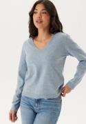 Pieces Pcbree Ls V-neck Knit Cashmere Blue Detail:melange S