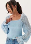 BUBBLEROOM Square Neck Smock Top Light blue L