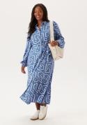 Happy Holly Viscose Long Sleeve Dress Blue/Beige 36/38