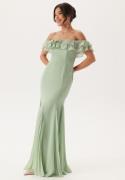 Goddiva Frilly Chiffon Off Shoulder Ma Sage Green XL (UK16)