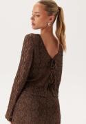 BUBBLEROOM Reversible Lace Cardigan Brown S