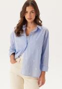 ONLY Onlnew Lina Grace Ls Emb Shirt Brunnera Blue Aop:bright White XS