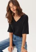 Object Collectors Item Objthess 2/4 LO V-NECK KNIT TO Black M