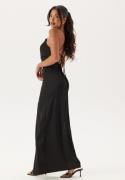 Bubbleroom Occasion Tie Back Satin Gown Black 46