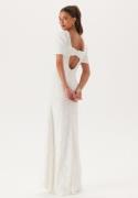 Bubbleroom Occasion Short Sleeve 3D Floral Wedding Gown White 36