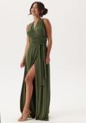 Goddiva Multi Tie Maxi Dress Split Olive L (UK14)